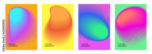 Blurred color stains. Set of abstract backgrounds with color gradient shapes. Graphic templates collection for brochure covers, posters and flyers. Vector illustration.