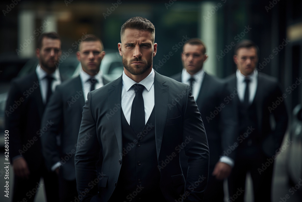 group of the bodyguard in the suit group of the bodyguard in the suit