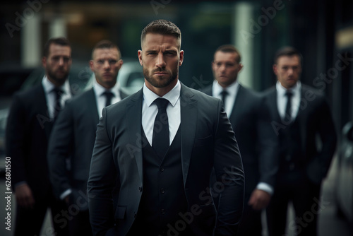 group of the bodyguard in the suit photo