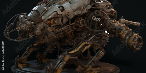 Scrap metal cyborg sculpture