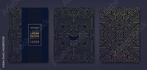 Vector set of art deco abstract backgrounds, save the date gatsby style invitations, vintage frames. Premium design, luxury golden templates. Trendy graphic poster, brochure, design, packaging.