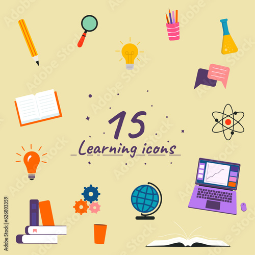 Set of icons on education, school theme.