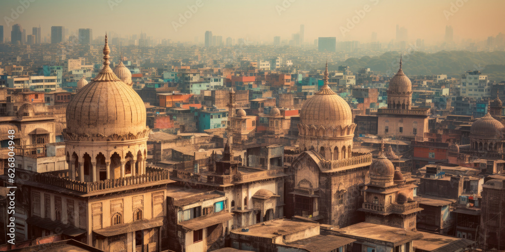 Obraz premium Aerial view of Mumbai - Generative AI