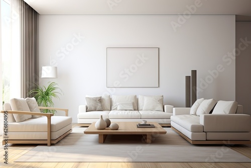  Beautiful interior of modern living room with comfortab Generative AI
