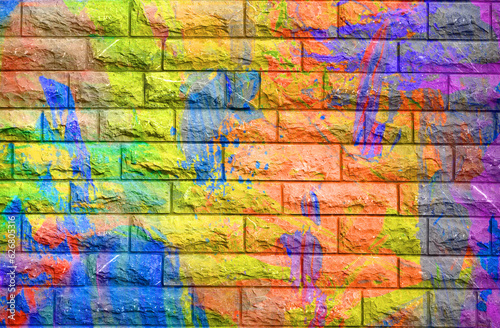 Paint brush stroke on stone brick wall in the concept of background texture