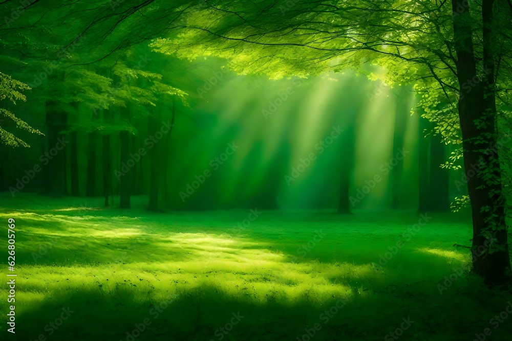 green forest in the morning generated by AI technology