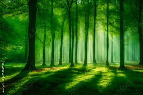 green forest in the morning generated by AI technology