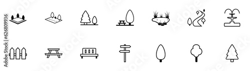 Landscaping, Park & Garden Line Art SVG Icons Set