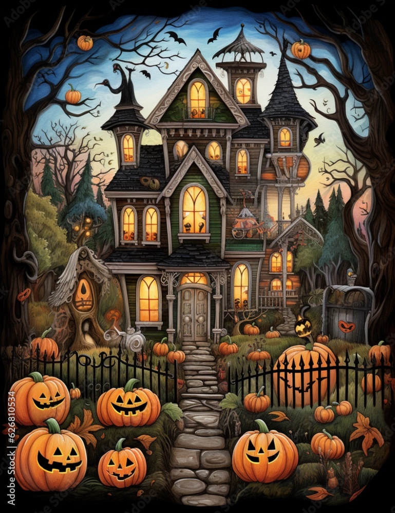 Halloween Haunted House, Generative with Ai