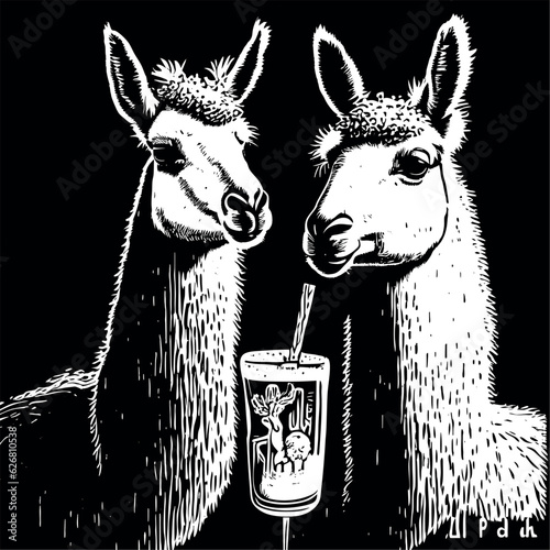 two llamas having cocktails