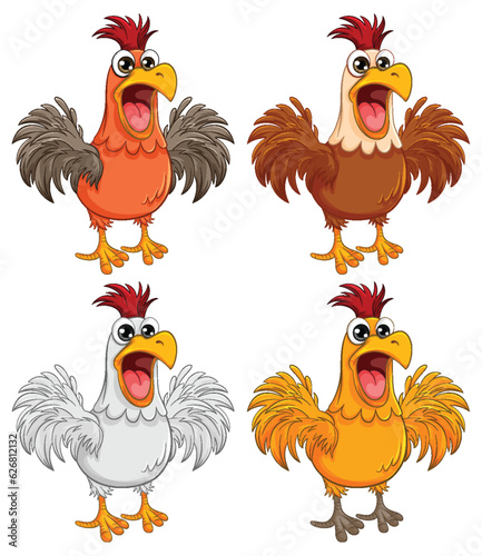 Four Freaking Out Chickens