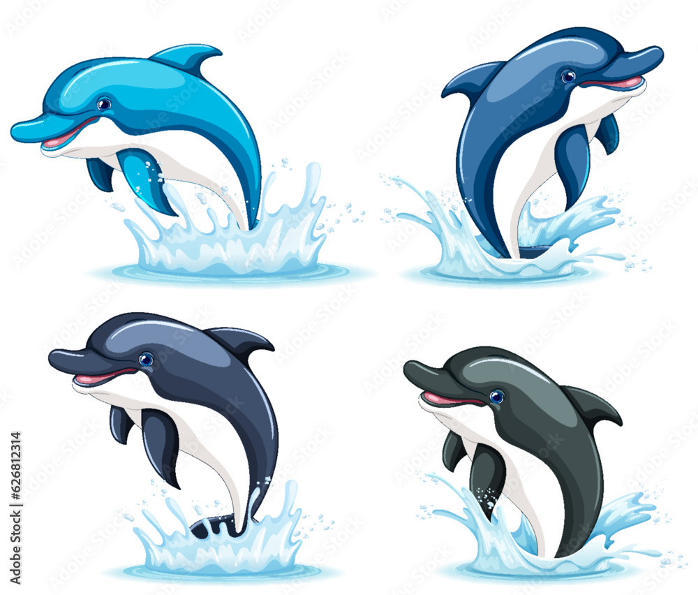 Obraz premium Four Dolphins Smiling