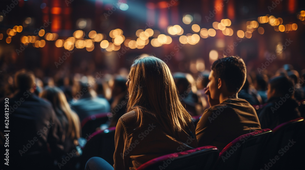 People or audience gathered in theatre or auditorium. Generative Ai People or audience gathered in theatre or auditorium. Generative Ai