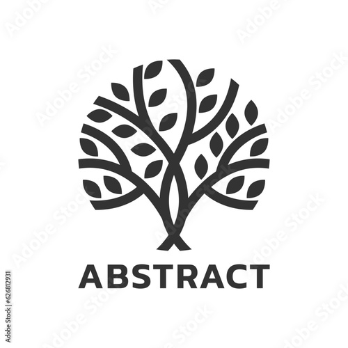 Tree logo or icon. Modern eco, organic symbol. Abstract nature, plant, tree leaf emblem design. Vector illustration.