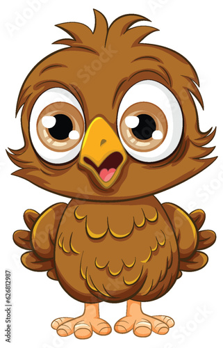 Cute owl chick cartoon isolated