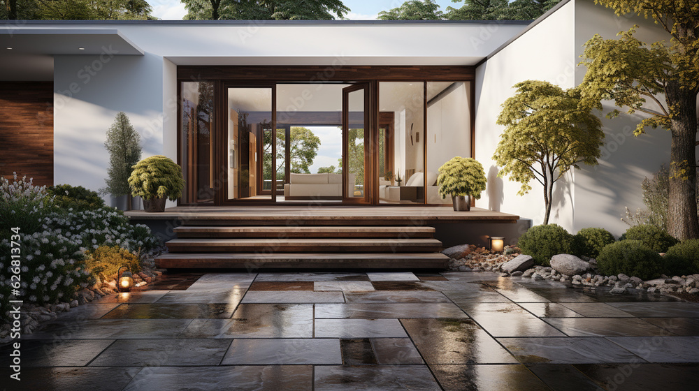 Entrance door to modern house. Generative Ai Entrance door to modern house. Generative Ai