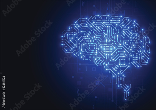 Technological brain. Abstract circuit board. Vector background