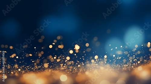 Canvastavla An abstract background featuring dark blue and golden particles