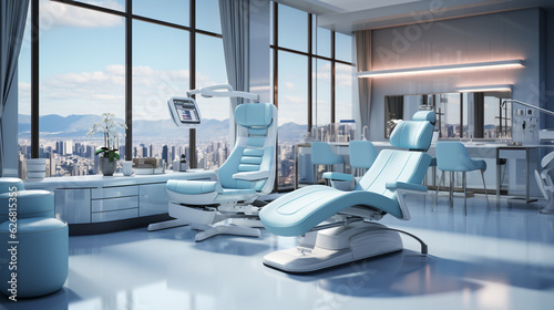 Modern dentists office with chair. Generative Ai