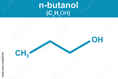 Tableau sur toile Chemistry illustration of n-butanol in blue