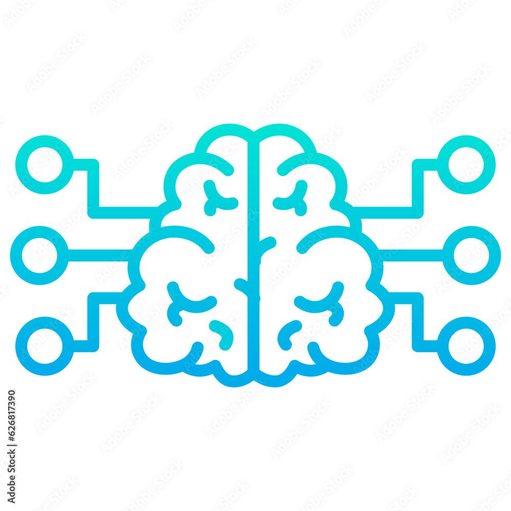 Outline gradient Brain Chip icon Outline gradient Brain Chip icon