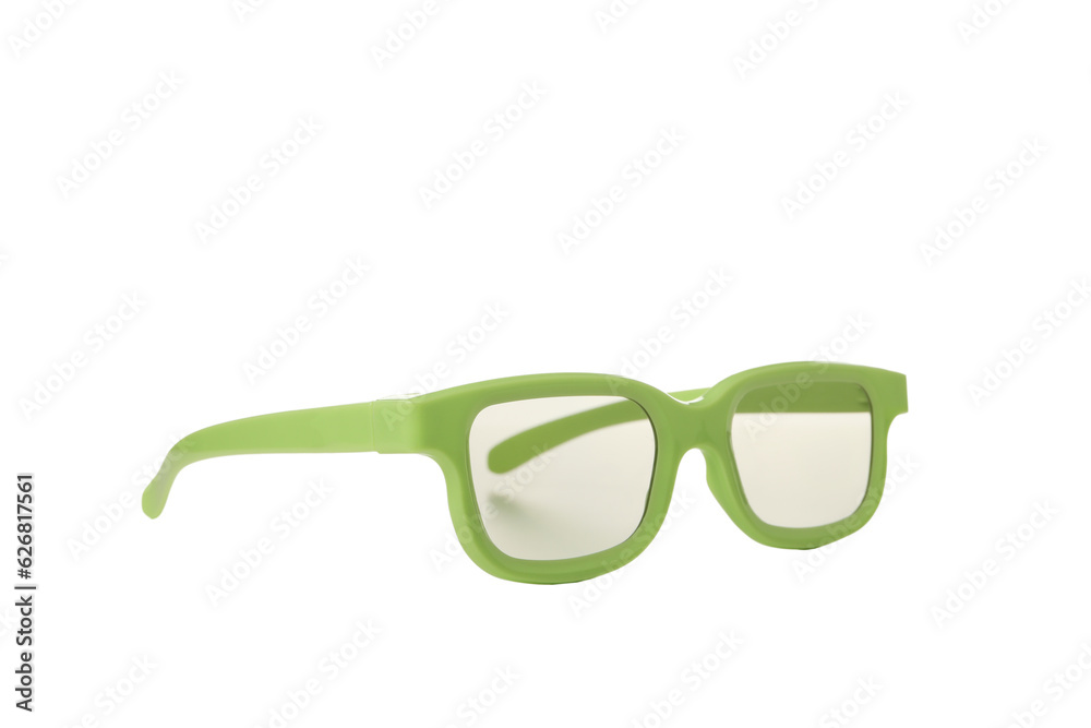 Fototapeta premium PNG, green, transparent glasses, isolated on white background