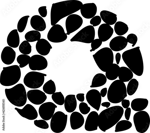 Q pebble alphabet letter display font.
