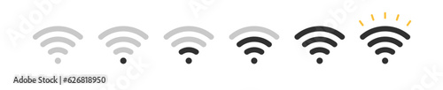 Wi-Fiのシンプルな電波強度別のアイコンのセット - 無線LAN･電波状況のイメージ素材
 photo