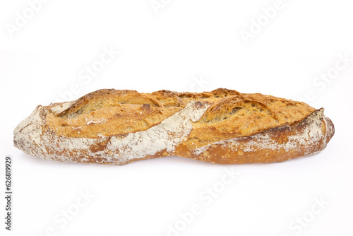 baguette de pain isolé sur un fond blanc 