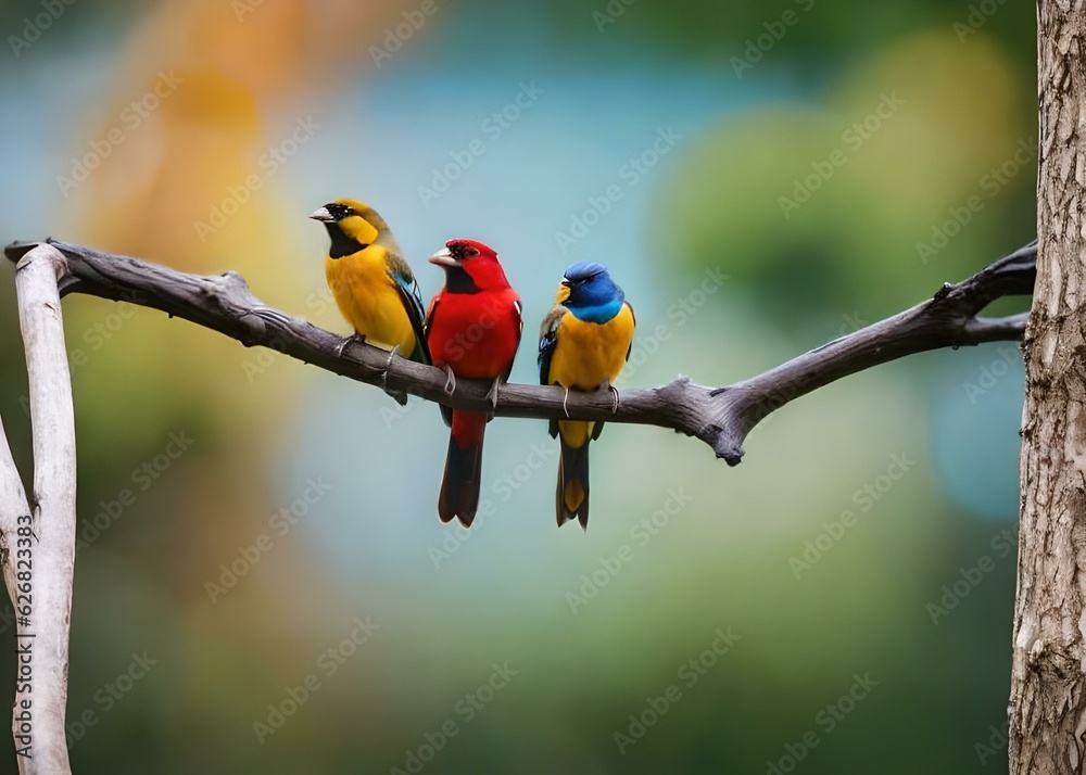 Birds Posing on a Tree Limb