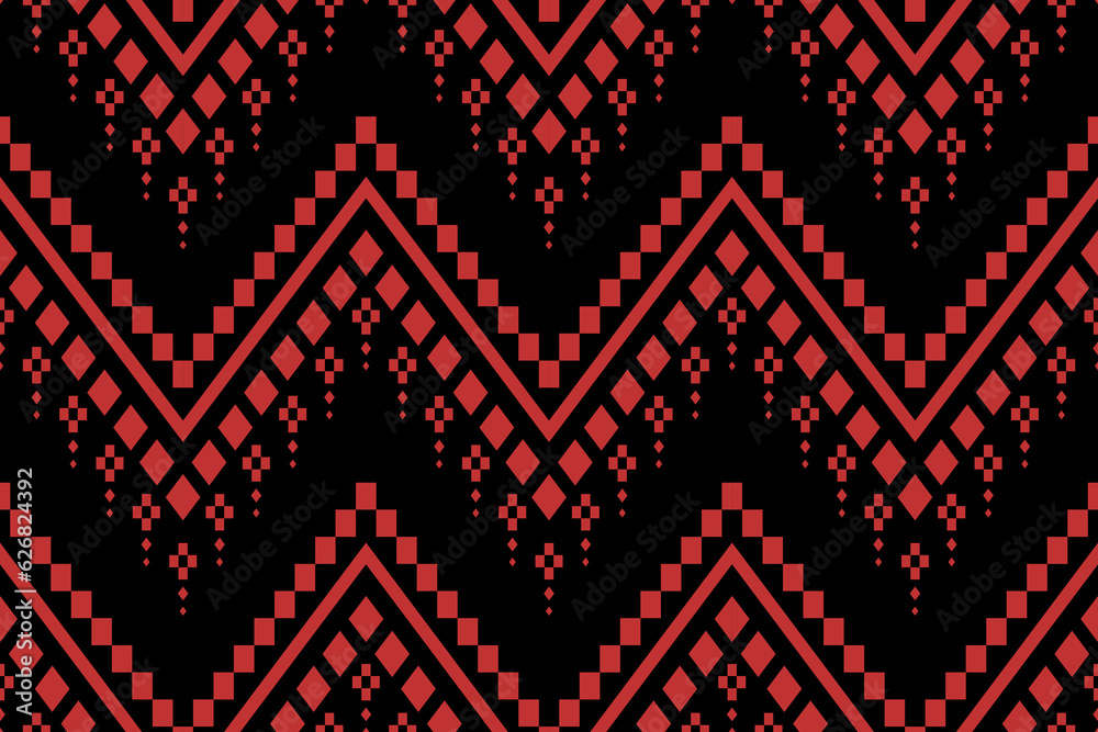 Red traditional ethnic pattern paisley flower Ikat background abstract Aztec African Indonesian Indian seamless pattern for fabric print cloth dress carpet curtains and sarong Red traditional ethnic pattern paisley flower Ikat background abstract Aztec African Indonesian Indian seamless pattern for fabric print cloth dress carpet curtains and sarong