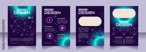 Network architecture blank brochure design. Template set with copy space for text. Premade corporate reports collection. Editable 4 paper pages. Bebas Neue, Audiowide, Roboto Light fonts used
