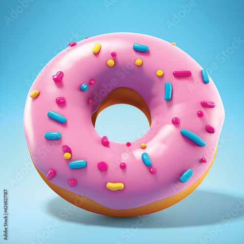 Donut. 3d vector realistic objects.GenerativeAI.
