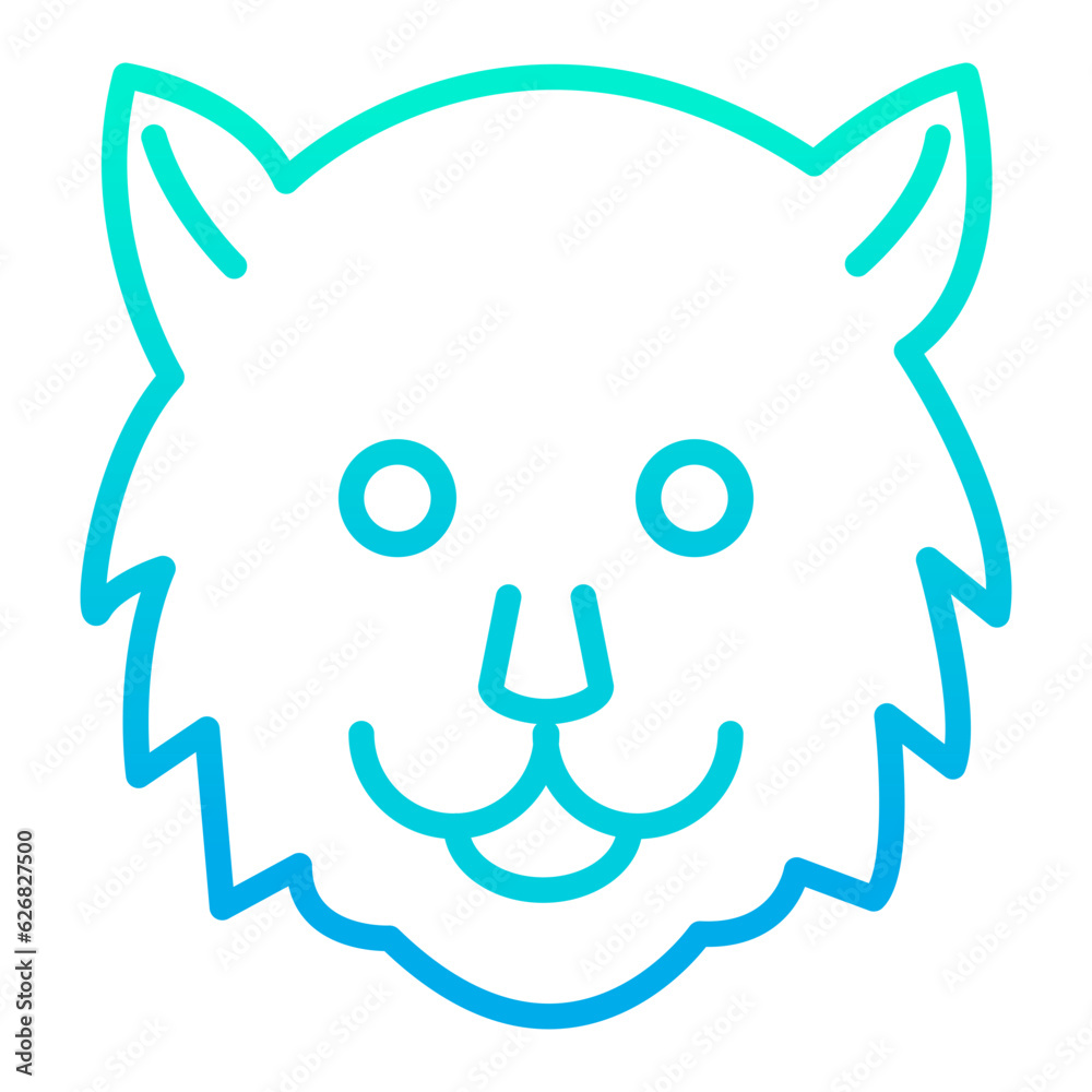 Naklejka premium Outline gradient Tiger face icon