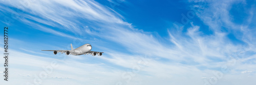 Passenger airliner in the blue sky