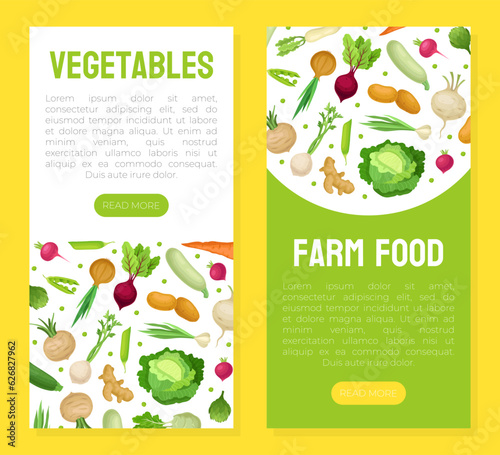 Fresh Organic Vegetables Banner Design Vector Template