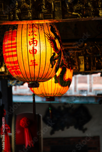 Close-up of a chinese lantern in a temple