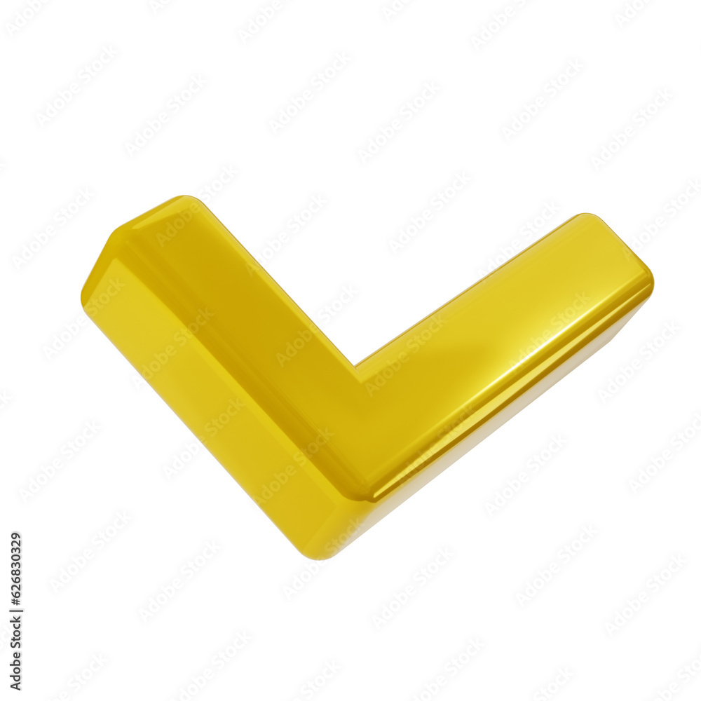 View Check Image 3d golden icon of check mark illustration. gold tick in isometric view ...