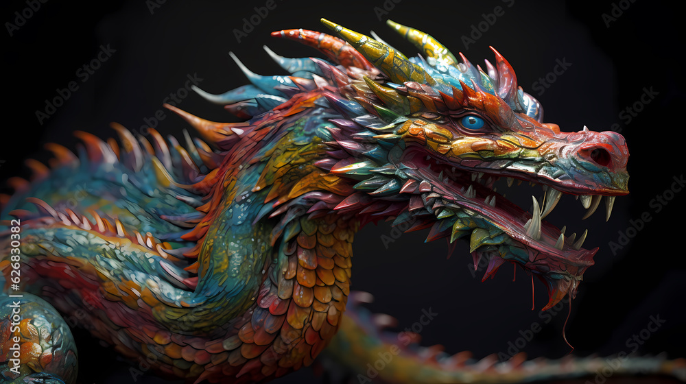 Traditional chinese dragon colorful representation dragon