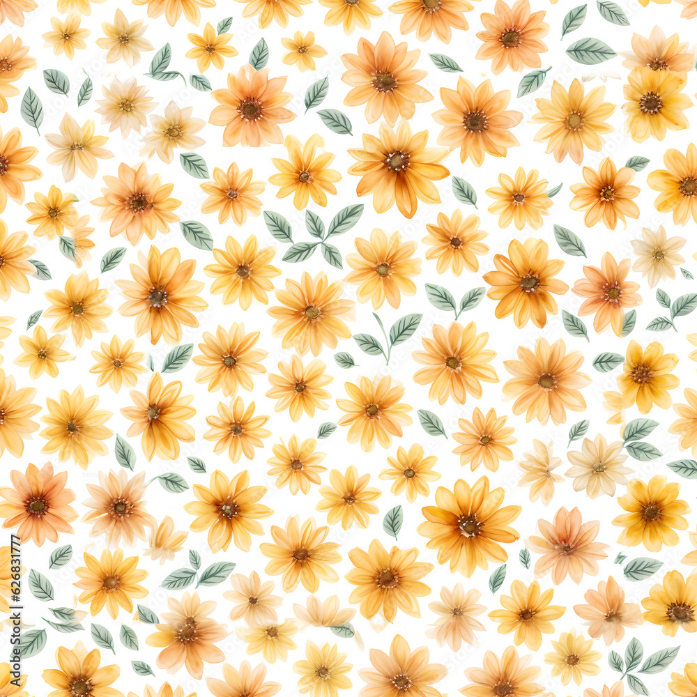 Beautiful seamless pattern with yellow flowers