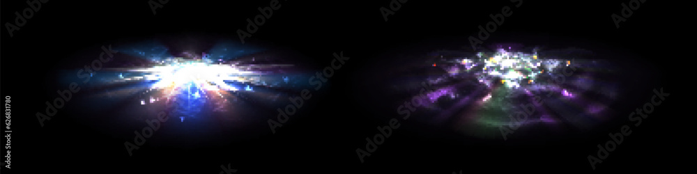 Overlay effect of light flares of crystal, diamond, glass prism or gem. Abstract texture of glow refraction, shine with rainbow beams and sparkles, vector realistic set Overlay effect of light flares of crystal, diamond, glass prism or gem. Abstract texture of glow refraction, shine with rainbow beams and sparkles, vector realistic set