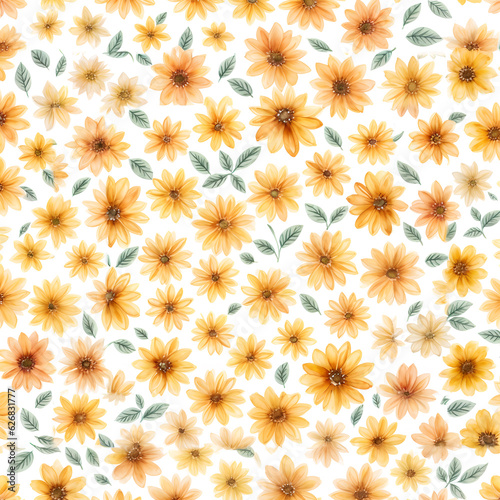 Beautiful seamless pattern with yellow flowers