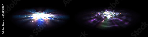 Overlay effect of light flares of crystal, diamond, glass prism or gem. Abstract texture of glow refraction, shine with rainbow beams and sparkles, vector realistic set