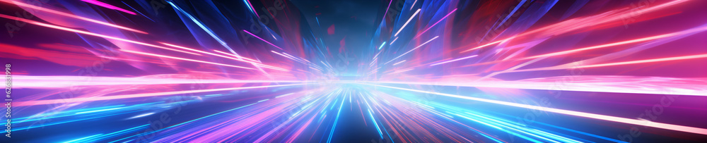 Fototapeta premium Light Speed Hyperspace Background, Colorful Light Streaks Depicting Motion, Generative AI
