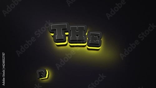 Text animation video with yellow light