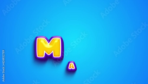Cartoon text animation on blue background