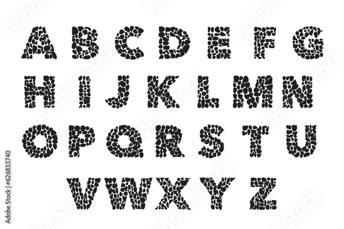 Pebble alphabet A-Z capital letter, solid pattern