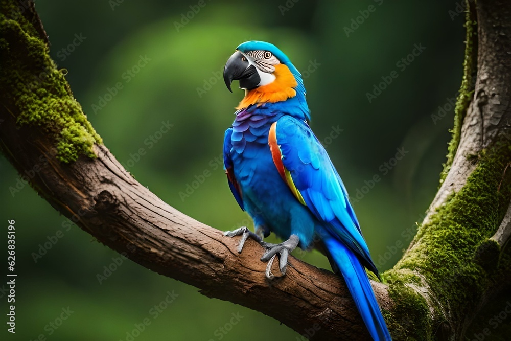 blue winged macaw parrot bird