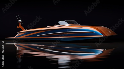 Contemporary and Classic Pinstripe Vehicle Stripes in Blue and Brown for Boats and Vehicles with a Squiggly Design: Generative AI