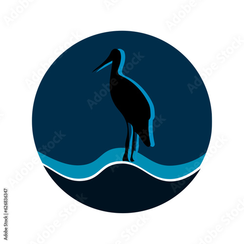 STORK SILHOUETTE ROUND EMBLEM
